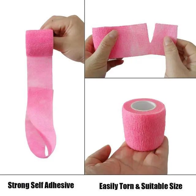 Alt view image 5 of 7 - 6 Pack 2 Inches Cohesive Bandage Self Adhesive Wrap Elastic Self Adherent Vet Wrap Breathable Self Stick Tape for Wrist, Ankle, Sports, Tatoo Wrap(5 Yards, Multi Colors)