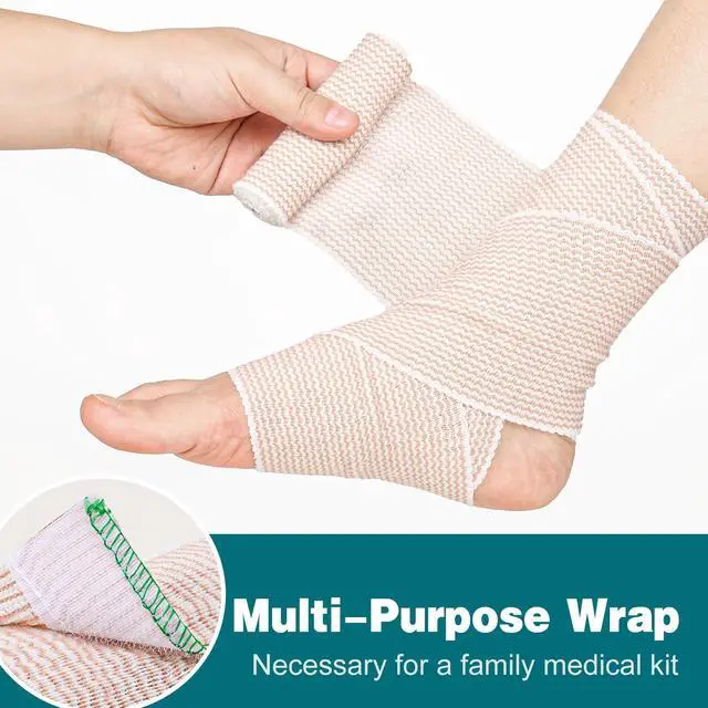Alt view image 4 of 7 - Premium 6 Pack Elastic Bandage Wrap 4 Inch, Compression Wrap Bandage for Legs, Lymphedema Wraps for Legs, Ankle, Knee, Tummy, Body, Latex-Free