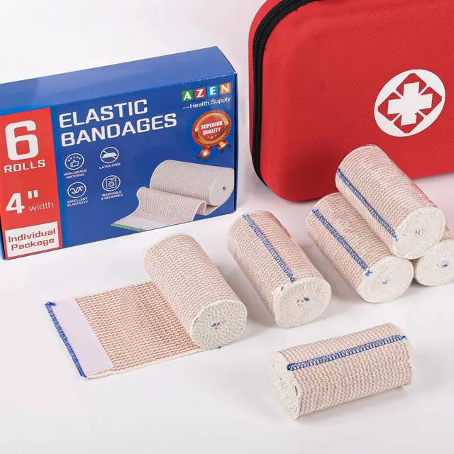 Alt view image 7 of 7 - Premium 6 Pack Elastic Bandage Wrap 4 Inch, Compression Wrap Bandage for Legs, Lymphedema Wraps for Legs, Ankle, Knee, Tummy, Body, Latex-Free
