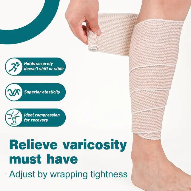Alt view image 6 of 7 - Premium 6 Pack Elastic Bandage Wrap 4 Inch, Compression Wrap Bandage for Legs, Lymphedema Wraps for Legs, Ankle, Knee, Tummy, Body, Latex-Free