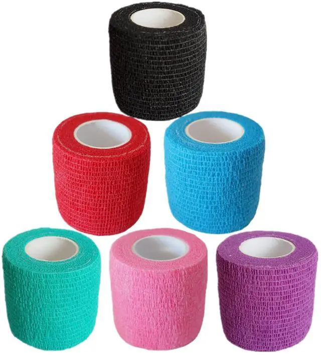Main image of 6 Pack 2 Inches Cohesive Bandage Self Adhesive Wrap Elastic Self Adherent Vet Wrap Breathable Self Stick Tape for Wrist, Ankle, Sports, Tatoo Wrap(5 Yards, Multi Colors)