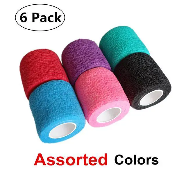 Alt view image 3 of 7 - 6 Pack 2 Inches Cohesive Bandage Self Adhesive Wrap Elastic Self Adherent Vet Wrap Breathable Self Stick Tape for Wrist, Ankle, Sports, Tatoo Wrap(5 Yards, Multi Colors)