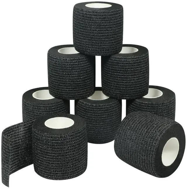 Main image of Self Adherent Wrap Bandages Self Adhering Cohesive Tape Elastic Athletic Sports Tape for Sports Sprain Swelling and Soreness on Wrist and Ankle 8PCS 2 in X 14.7 ft (Black)