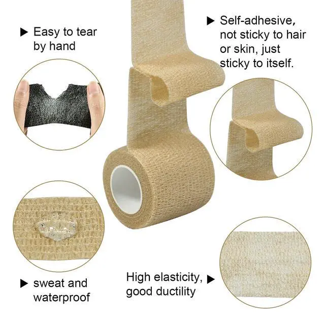 Alt view image 4 of 7 - Self Adherent Wrap Bandages Self Adhering Cohesive Tape Elastic Athletic Sports Tape for Sports Sprain Swelling and Soreness on Wrist and Ankle 8PCS 2 in X 14.7 ft (Black)