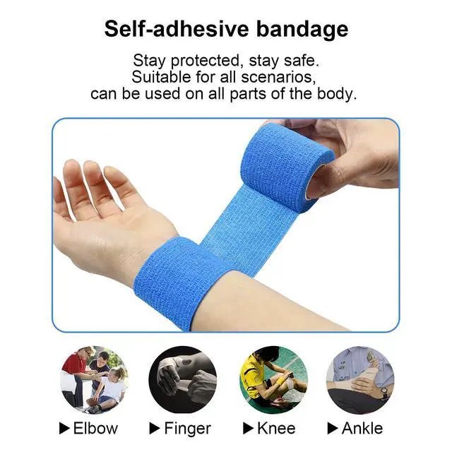 Alt view image 5 of 7 - Self Adherent Wrap Bandages Self Adhering Cohesive Tape Elastic Athletic Sports Tape for Sports Sprain Swelling and Soreness on Wrist and Ankle 8PCS 2 in X 14.7 ft (Black)