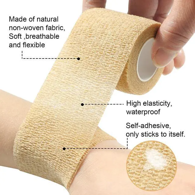 Alt view image 2 of 7 - Self Adherent Wrap Bandages Self Adhering Cohesive Tape Elastic Athletic Sports Tape for Sports Sprain Swelling and Soreness on Wrist and Ankle 8PCS 2 in X 14.7 ft (Black)