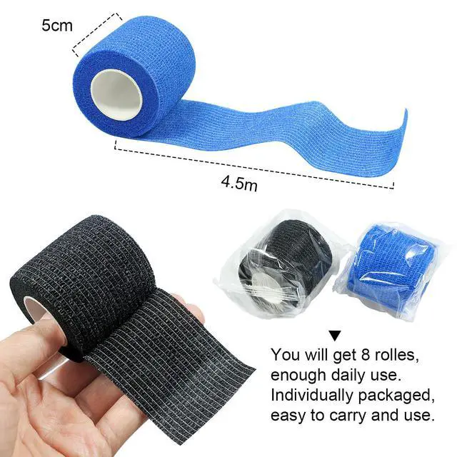 Alt view image 3 of 7 - Self Adherent Wrap Bandages Self Adhering Cohesive Tape Elastic Athletic Sports Tape for Sports Sprain Swelling and Soreness on Wrist and Ankle 8PCS 2 in X 14.7 ft (Black)