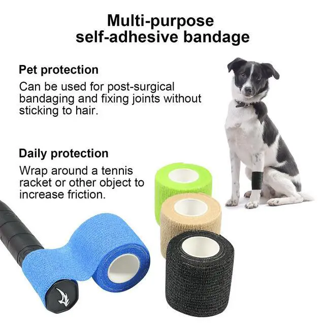 Alt view image 6 of 7 - Self Adherent Wrap Bandages Self Adhering Cohesive Tape Elastic Athletic Sports Tape for Sports Sprain Swelling and Soreness on Wrist and Ankle 8PCS 2 in X 14.7 ft (Black)