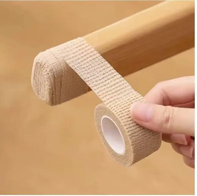 Alt view image 2 of 6 - 1 Inch Wide Skin Colour Elastic Self- Adhesive Bandage Finger Tape,Wrap Bandages for Wrist and Ankle for Chair and Table Legs to Reduce Friction and Noise-12pc