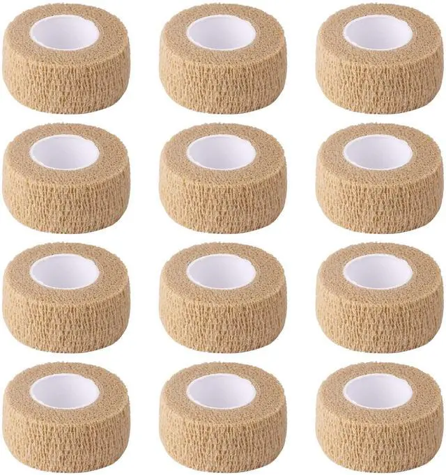Main image of 1 Inch Wide Skin Colour Elastic Self- Adhesive Bandage Finger Tape,Wrap Bandages for Wrist and Ankle for Chair and Table Legs to Reduce Friction and Noise-12pc