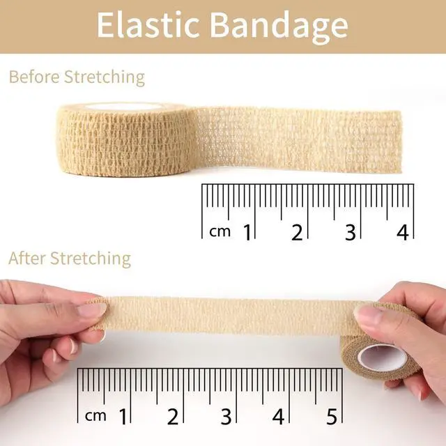 Alt view image 3 of 6 - 1 Inch Wide Skin Colour Elastic Self- Adhesive Bandage Finger Tape,Wrap Bandages for Wrist and Ankle for Chair and Table Legs to Reduce Friction and Noise-12pc