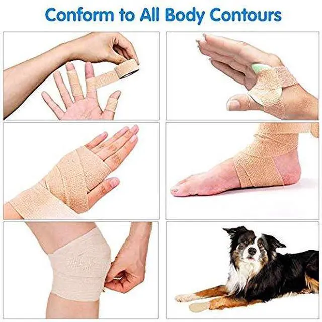 Alt view image 4 of 6 - 1 Inch Wide Skin Colour Elastic Self- Adhesive Bandage Finger Tape,Wrap Bandages for Wrist and Ankle for Chair and Table Legs to Reduce Friction and Noise-12pc
