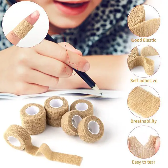 Alt view image 6 of 6 - 1 Inch Wide Skin Colour Elastic Self- Adhesive Bandage Finger Tape,Wrap Bandages for Wrist and Ankle for Chair and Table Legs to Reduce Friction and Noise-12pc