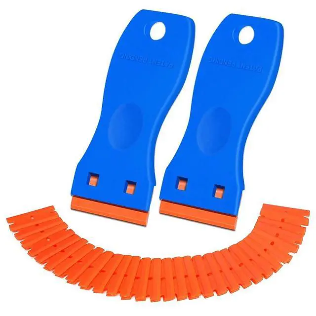 Alt view image 7 of 7 - Plastic Razor Blade Scraper 2 Pack, 100 Blades, Storage Case
