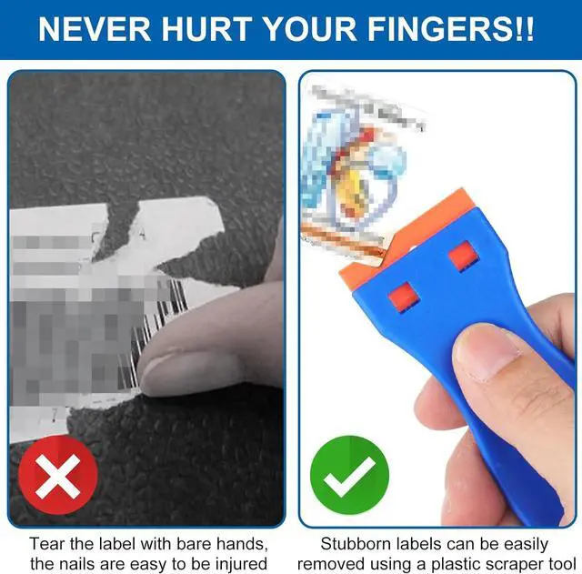 Alt view image 4 of 7 - 10 Pcs Razor Scraper with 100 Pcs Plastic Blades, Plastic Razor Blade Scraper Tool, Cleaning Scraper Remover for Removal Floor Stove Scraping Labels and Decals Sticker on Car Window Glass