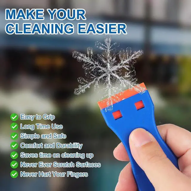 Alt view image 5 of 7 - 10 Pcs Razor Scraper with 100 Pcs Plastic Blades, Plastic Razor Blade Scraper Tool, Cleaning Scraper Remover for Removal Floor Stove Scraping Labels and Decals Sticker on Car Window Glass