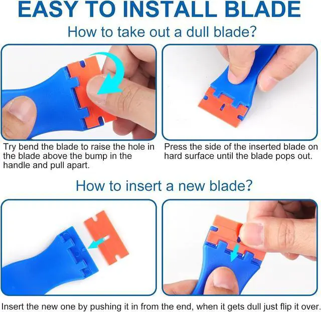 Alt view image 7 of 7 - 10 Pcs Razor Scraper with 100 Pcs Plastic Blades, Plastic Razor Blade Scraper Tool, Cleaning Scraper Remover for Removal Floor Stove Scraping Labels and Decals Sticker on Car Window Glass