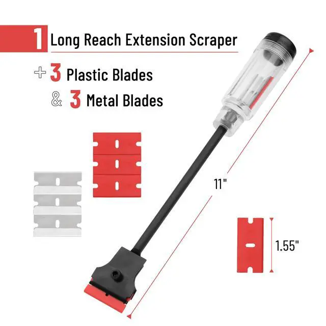 Alt view image 2 of 6 - Long Reach Extension Scraper, 11-Inch Razor Scraper Tool