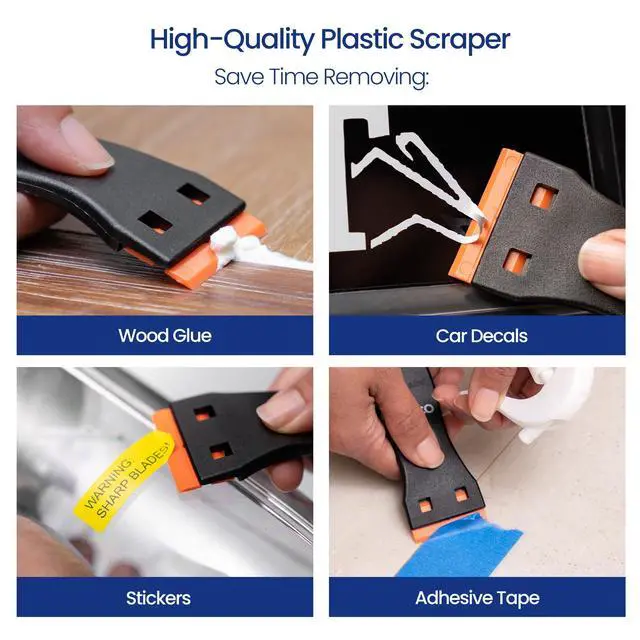 Alt view image 2 of 7 - Glue Off Adhesive Sticker Remover 3.3 fl. oz & Scraper with Plastic Razor for Removing Labels (Adhesive Sticker Remover & Scraper w/Plastic Razor)