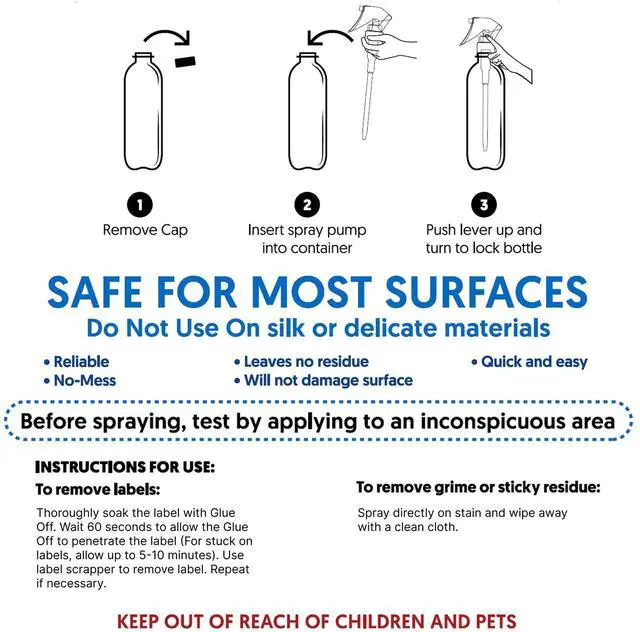 Alt view image 3 of 7 - Glue Off Adhesive Sticker Remover 3.3 fl. oz & Scraper with Plastic Razor for Removing Labels (Adhesive Sticker Remover & Scraper w/Plastic Razor)