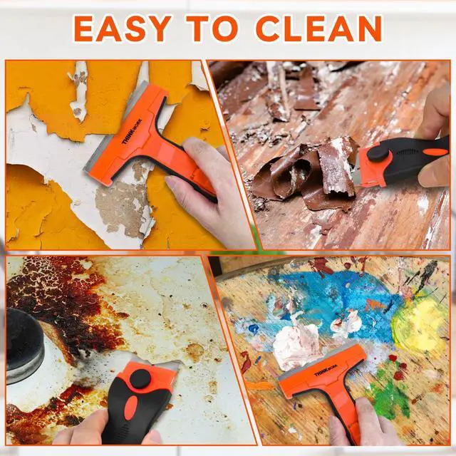 Alt view image 4 of 7 - Razor Blade Scraper, 2 Pack Razor Scraper with 40Pcs Razor Blades, Multi-Purpose Cleaning Scraper Tool for Removing Decals, Tint, Stickers, Labels, Caulk, Adhesive from Window, Oven, Stove Top
