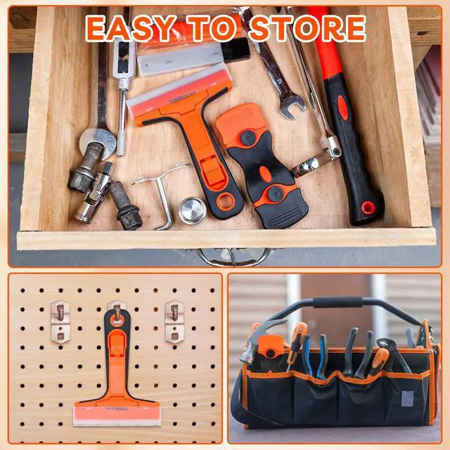 Alt view image 5 of 7 - Razor Blade Scraper, 2 Pack Razor Scraper with 40Pcs Razor Blades, Multi-Purpose Cleaning Scraper Tool for Removing Decals, Tint, Stickers, Labels, Caulk, Adhesive from Window, Oven, Stove Top