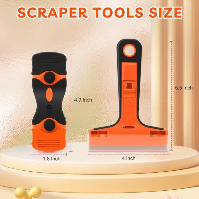 Alt view image 7 of 7 - Razor Blade Scraper, 2 Pack Razor Scraper with 40Pcs Razor Blades, Multi-Purpose Cleaning Scraper Tool for Removing Decals, Tint, Stickers, Labels, Caulk, Adhesive from Window, Oven, Stove Top