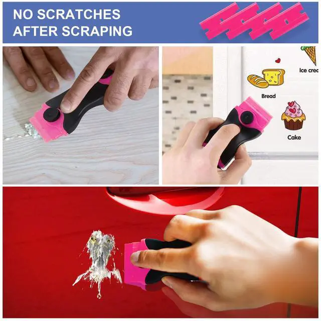 Alt view image 7 of 7 - Razor Blade Scraper, 2 Pack Double Edged Razor blade Scraper Tool with 30 Pcs Razor Blades, Glass Scraper for Windows, Decals, Tint, Stickers, Labels, Caulk, AdhesivePink