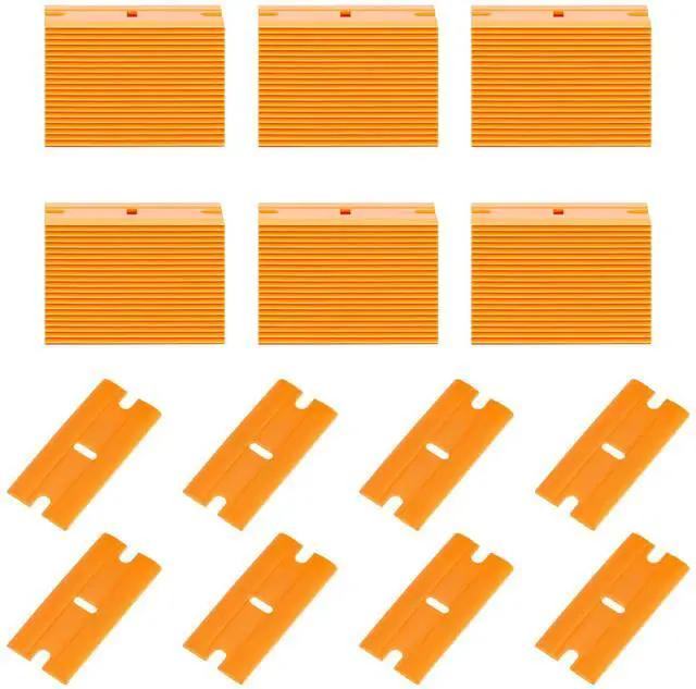 Main image of 200 Pcs Plastic Razor Blades, Double Edged Plastic Blade for Scraper, Safety Razor Blades for Removing Labels, Stickers, Cleaning Glass Window, Replacement Scraper Blades