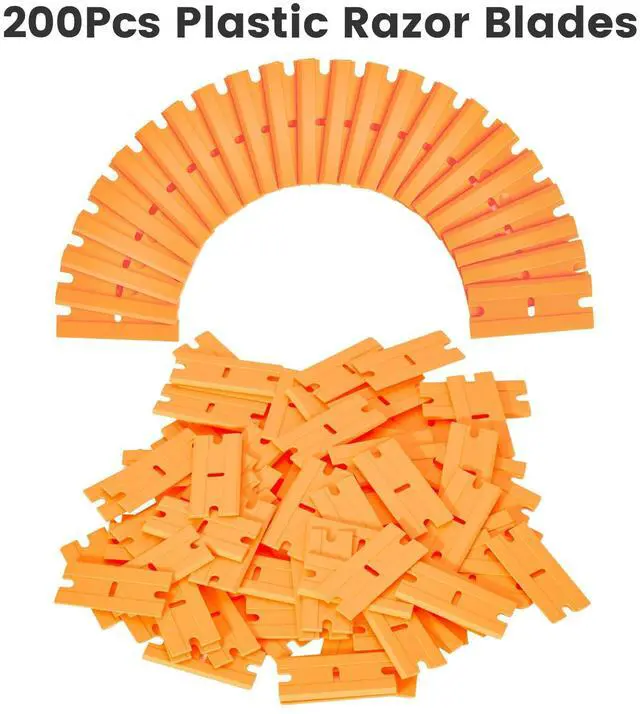 Alt view image 3 of 7 - 200 Pcs Plastic Razor Blades, Double Edged Plastic Blade for Scraper, Safety Razor Blades for Removing Labels, Stickers, Cleaning Glass Window, Replacement Scraper Blades