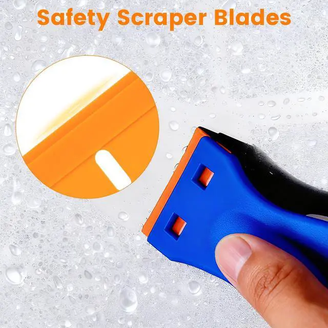 Alt view image 7 of 7 - 200 Pcs Plastic Razor Blades, Double Edged Plastic Blade for Scraper, Safety Razor Blades for Removing Labels, Stickers, Cleaning Glass Window, Replacement Scraper Blades