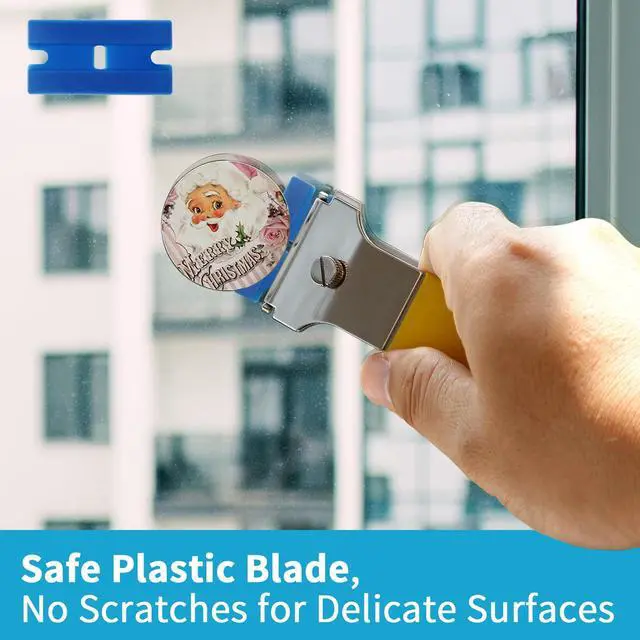Alt view image 4 of 7 - 2 Pack Razor Blade Scraper, Multi-Purpose Cleaning Remover Tool, with 10 Metal & 10 Plastic Blades, for Glass Caulk, Adhesive, Wall, Stovetop, Paint, Window, Sticker, Tile, Label Decals