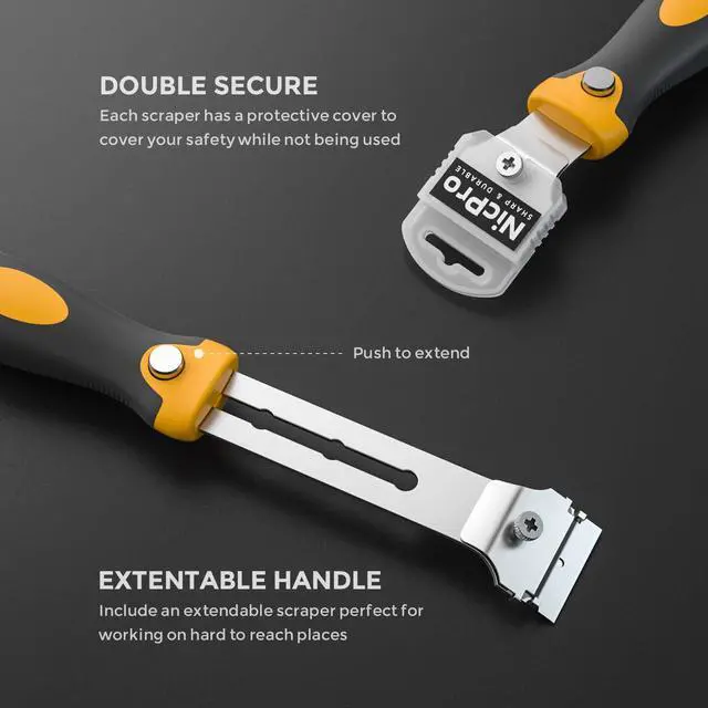Alt view image 3 of 6 - 2 PCS Muti-Purpose Razor Blades Scraper Set With 20 Blades Industrial, Adjustable Handle, Cleaning Glass Window Wall Paint, Label Sticker Decal Removal