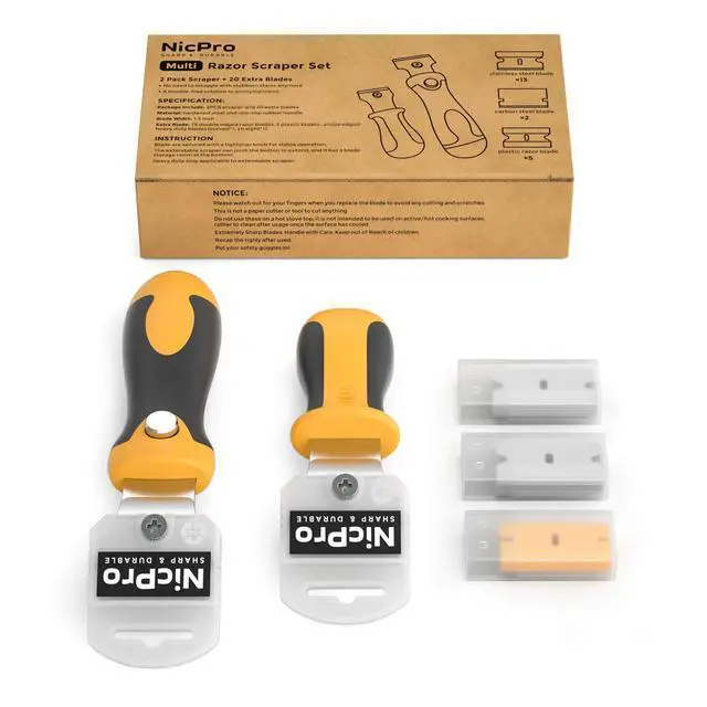 Alt view image 6 of 6 - 2 PCS Muti-Purpose Razor Blades Scraper Set With 20 Blades Industrial, Adjustable Handle, Cleaning Glass Window Wall Paint, Label Sticker Decal Removal