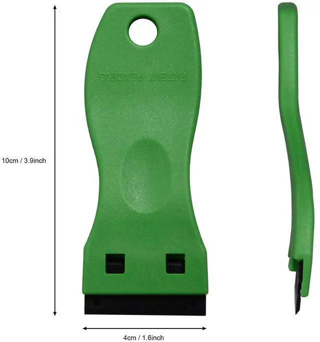Alt view image 5 of 7 - 1.5" Plastic Razor Scraper with 10pcs Double Edged Plastic Blades for Removing Labels Stickers Decals on Glass Windows (Green)