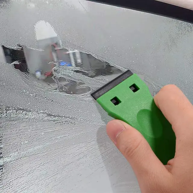 Alt view image 3 of 7 - 1.5" Plastic Razor Scraper with 10pcs Double Edged Plastic Blades for Removing Labels Stickers Decals on Glass Windows (Green)