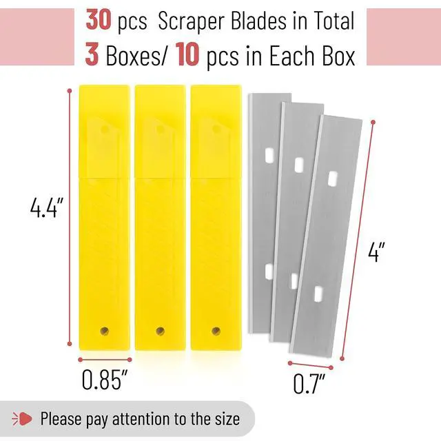 Alt view image 2 of 7 - Replacement Scraper Blades, 4 Inch, 30 Pcs, Scraper Blades, Floor Scrapper Blade, Replacement Razor Blades, Carbon Steel Razor Blades, Paint Scraper Blades, 4 Inch Scraper Blades