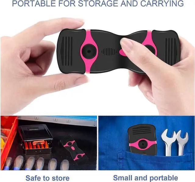 Alt view image 5 of 7 - DEKEones Razor Blade Scraper, Double Edged Razorblade Scraping Tool with 10 Pcs Razor Blades, Paint Scraper for Glass, Decals, Tint, Stickers, Labels, Caulk, Adhesive(Pink)
