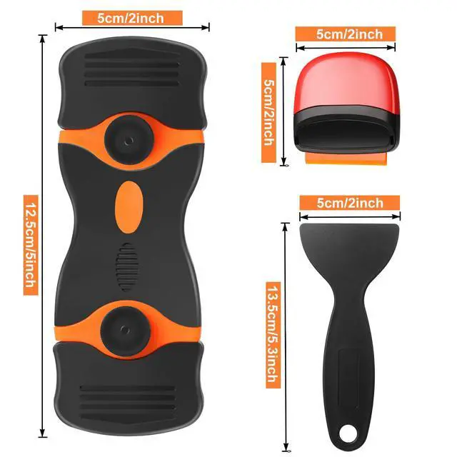 Alt view image 2 of 7 - 9 Pcs Plastic Scraper Tool Sticker Plastic Razor Blade Scraper Plastic Pick Plastic Non Scratch Tool Putty Knife for Window Floor Label Removal Paint Cleaning(Black)