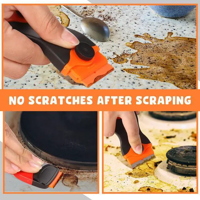 Alt view image 5 of 7 - 9 Pcs Plastic Scraper Tool Sticker Plastic Razor Blade Scraper Plastic Pick Plastic Non Scratch Tool Putty Knife for Window Floor Label Removal Paint Cleaning(Black)