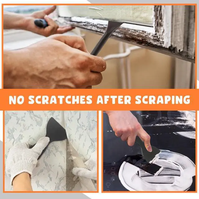 Alt view image 7 of 7 - 9 Pcs Plastic Scraper Tool Sticker Plastic Razor Blade Scraper Plastic Pick Plastic Non Scratch Tool Putty Knife for Window Floor Label Removal Paint Cleaning(Black)