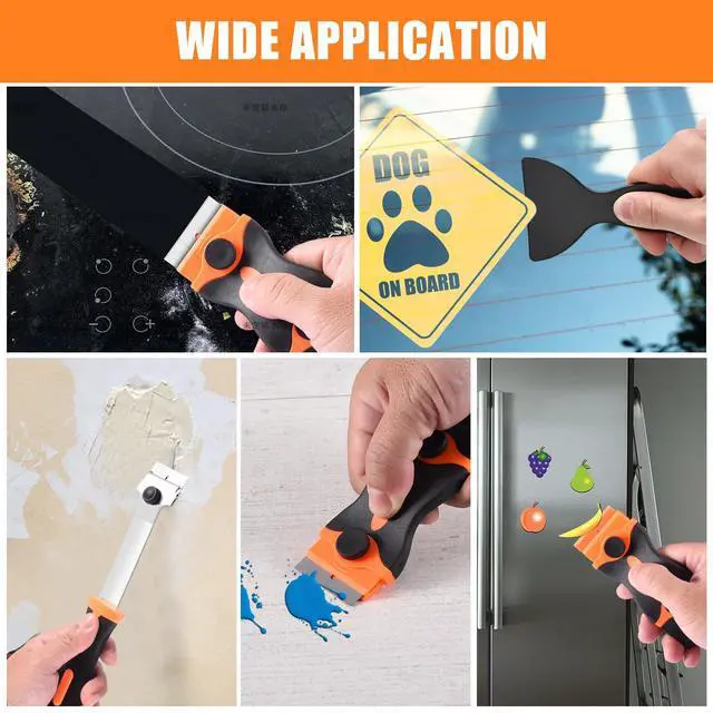 Alt view image 6 of 7 - 4 Pack Razor Blade Scraper, Includes 50 PCS Metal & Plastic Blades