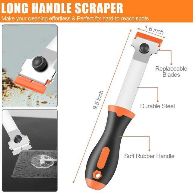 Alt view image 2 of 7 - 4 Pack Razor Blade Scraper, Includes 50 PCS Metal & Plastic Blades