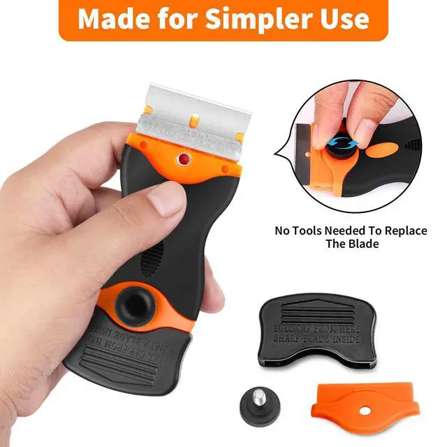 Alt view image 5 of 6 - Razor Blade Scraper Tool - Razor Scraper with 40 Metal & Plastic Blades, Sticker Cleaning Remover for Paint, Decal, Adhesive, Label & Caulk, Glass Scraper for Window, Cooktop, Oven & Stove Top