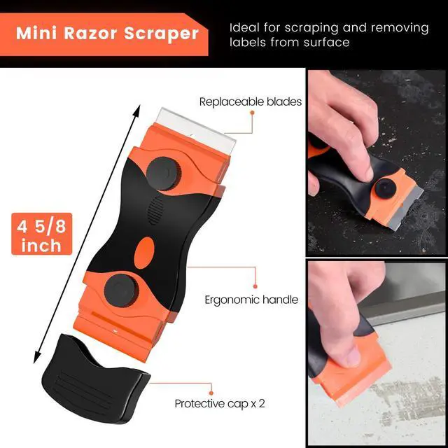Alt view image 4 of 5 - Razor Blade Scraper, 2 PCS Razor Scraper Tool for Removing Label, Registration Sticker, Tint, Grease from Windshield, Appliance, Glass (Extra 20 Metal and 10 Plastic Blades)