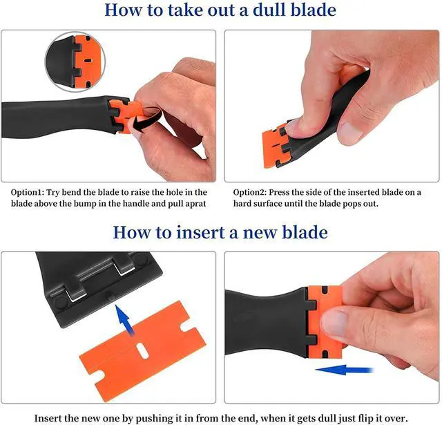 Alt view image 2 of 5 - Plastic Razor Blade Scraper, Scraper Tool with 20 PCS Plastic Razor Blades for Removing Labels Adhesive Decals Sticker from Windows Glass (Black)