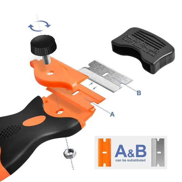Alt view image 2 of 5 - Razor Blade Scraper, Double Edge Razor Scraper Remover Tool with 30 Pcs Razor Blades for Labels Stickers Decals Removal Auto Window Tint Vinyl Tool Application (2 Pack)