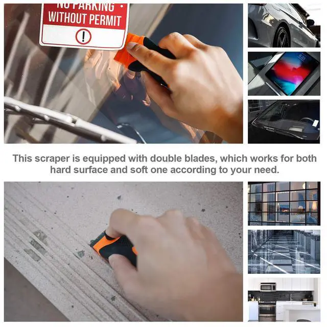 Alt view image 4 of 5 - Razor Blade Scraper, Double Edge Razor Scraper Remover Tool with 30 Pcs Razor Blades for Labels Stickers Decals Removal Auto Window Tint Vinyl Tool Application (2 Pack)