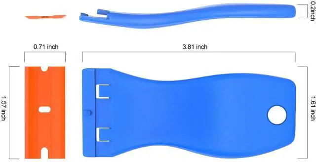 Alt view image 2 of 5 - 4 Pcs Plastic Razor Blade Scraper and 120 Pcs Blades, Remove Label Decal Tool,Forwithout Scratches Plastic Razor Blade Scraper, Adhesive Remover for Kitchen Appliances,Stickers and Paints on Window