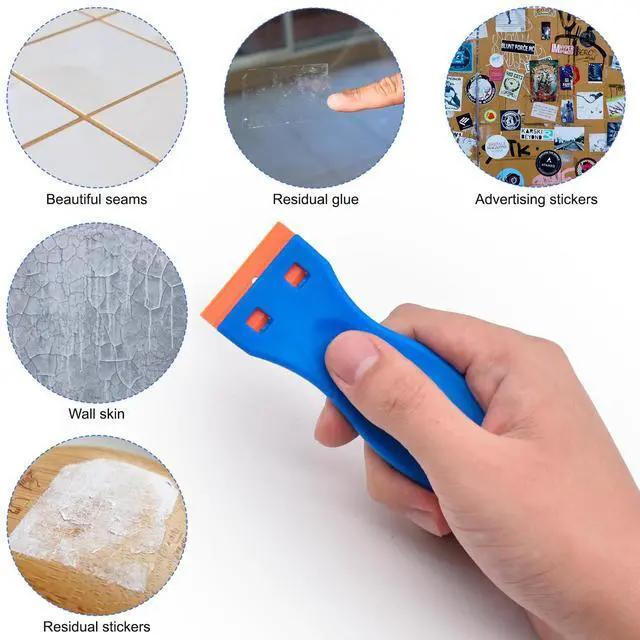 Alt view image 5 of 5 - 4 Pcs Plastic Razor Blade Scraper and 120 Pcs Blades, Remove Label Decal Tool,Forwithout Scratches Plastic Razor Blade Scraper, Adhesive Remover for Kitchen Appliances,Stickers and Paints on Window
